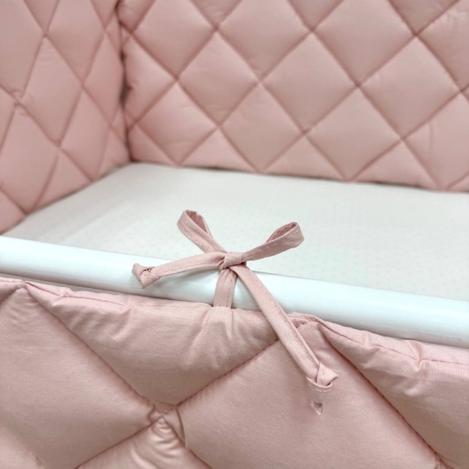 Protectie laterala pentru patut bebe din 4 piese, roz pudra (5)